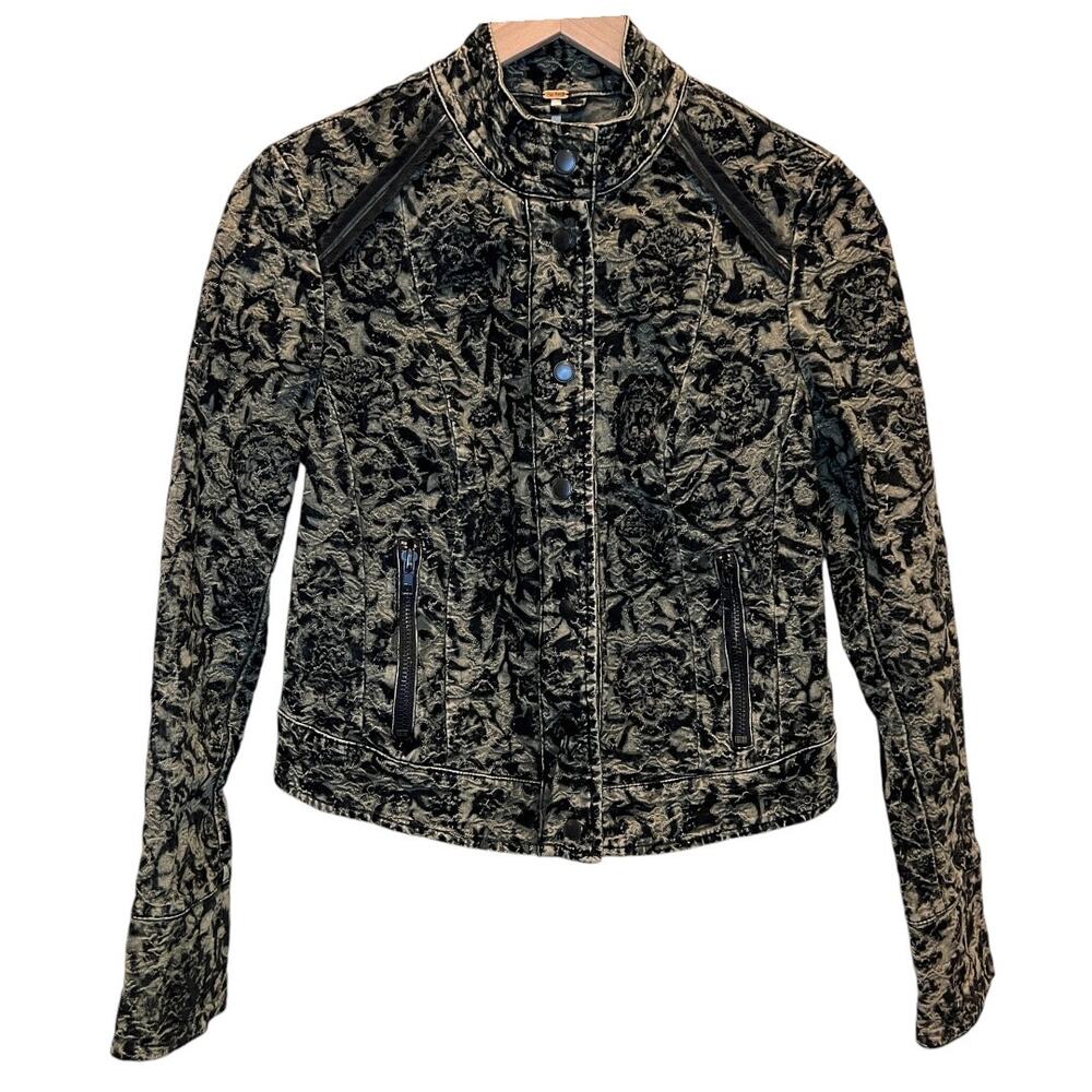 Free People Follow the Flock Moto Jacket Size 4 - Picture 3 of 9